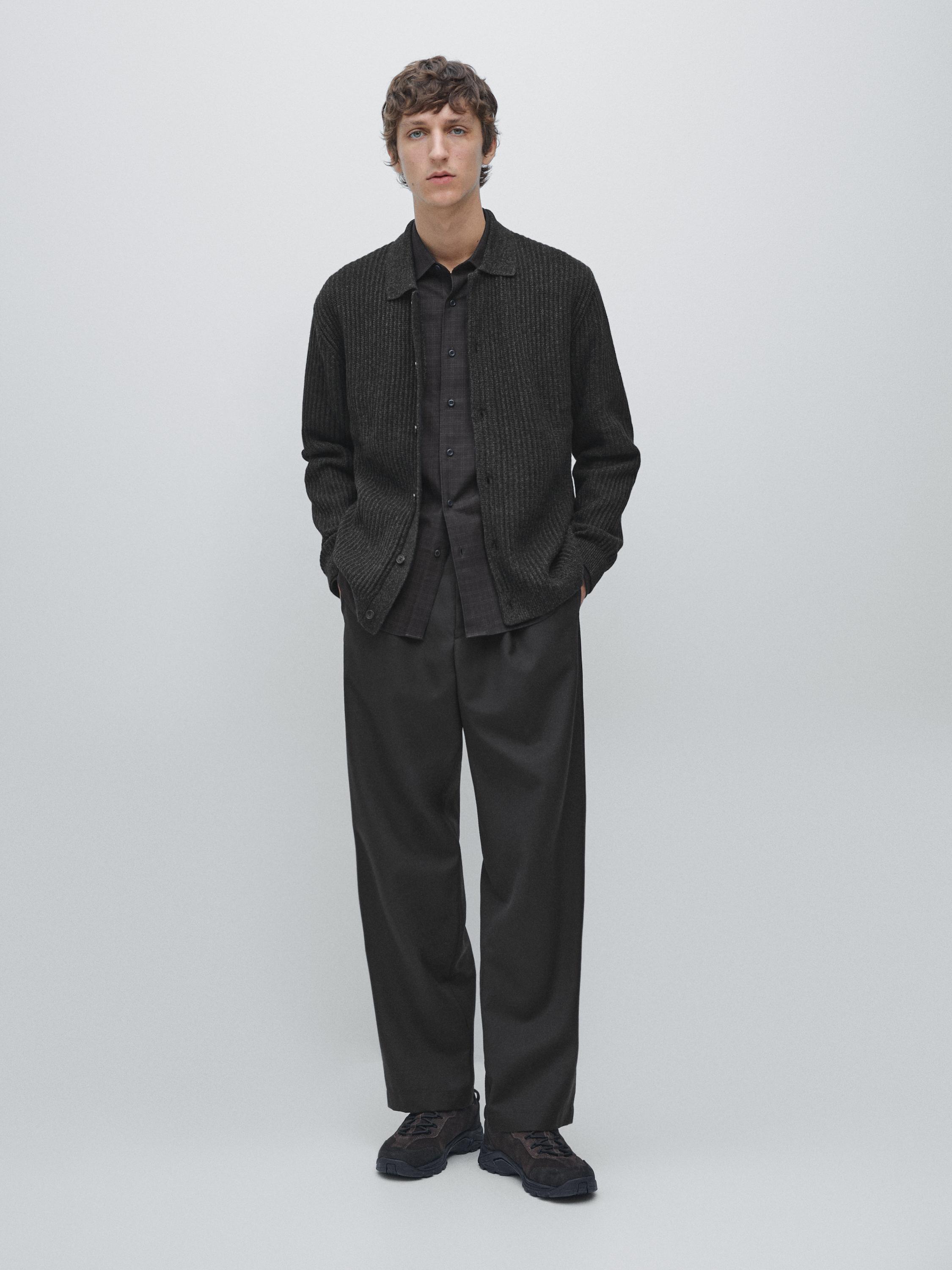 Cardigan avec boutons en coton et laine